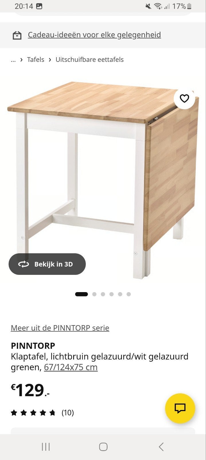 Pinntorp IKEA klaptafel, Huis en Inrichting, Tafels | Eettafels, Ophalen, 100 tot 150 cm, 50 tot 100 cm, Zo goed als nieuw