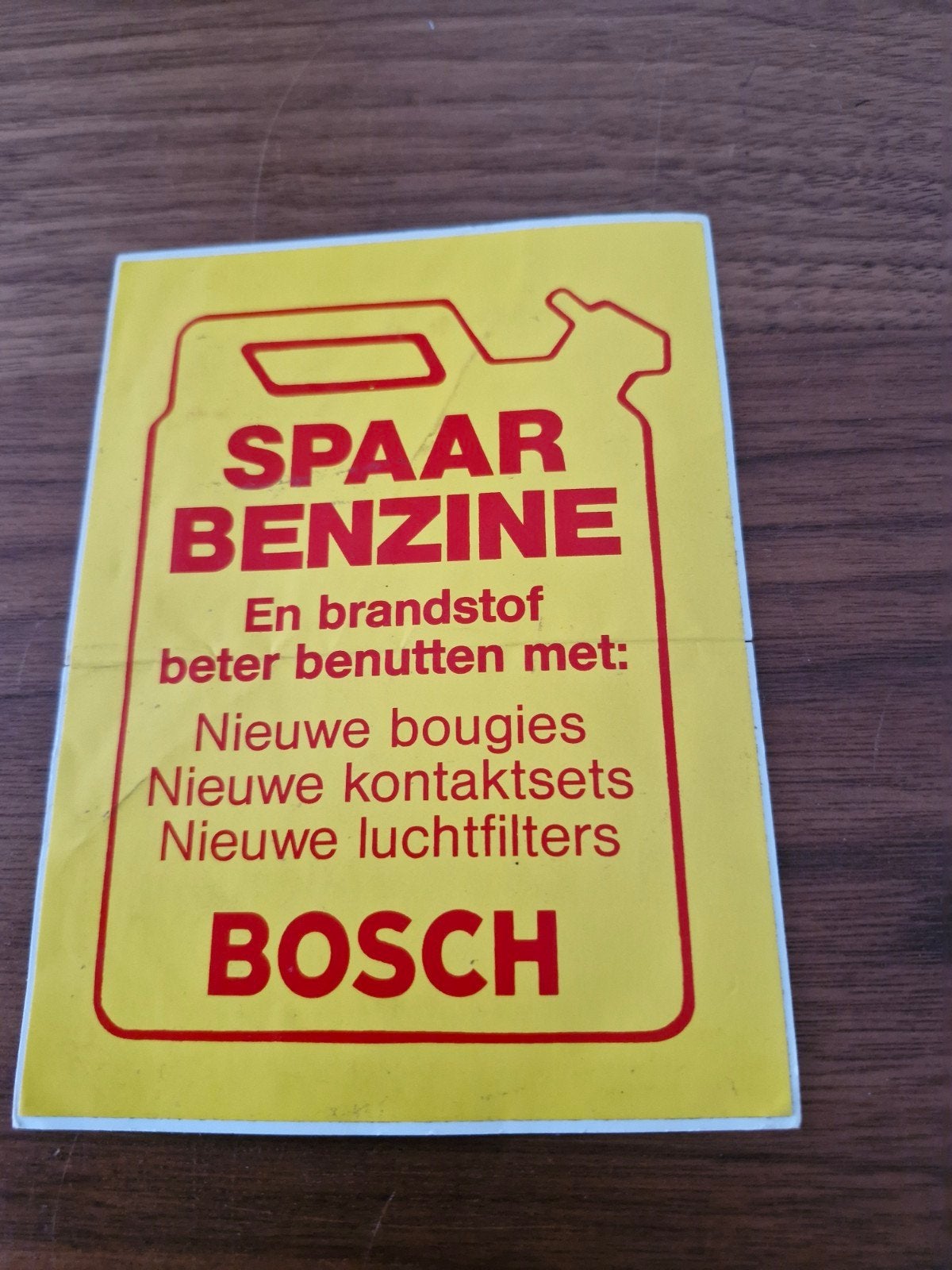 390 Vintage Bosch 'Spaar Benzine' Sticker, Ophalen of Verzenden