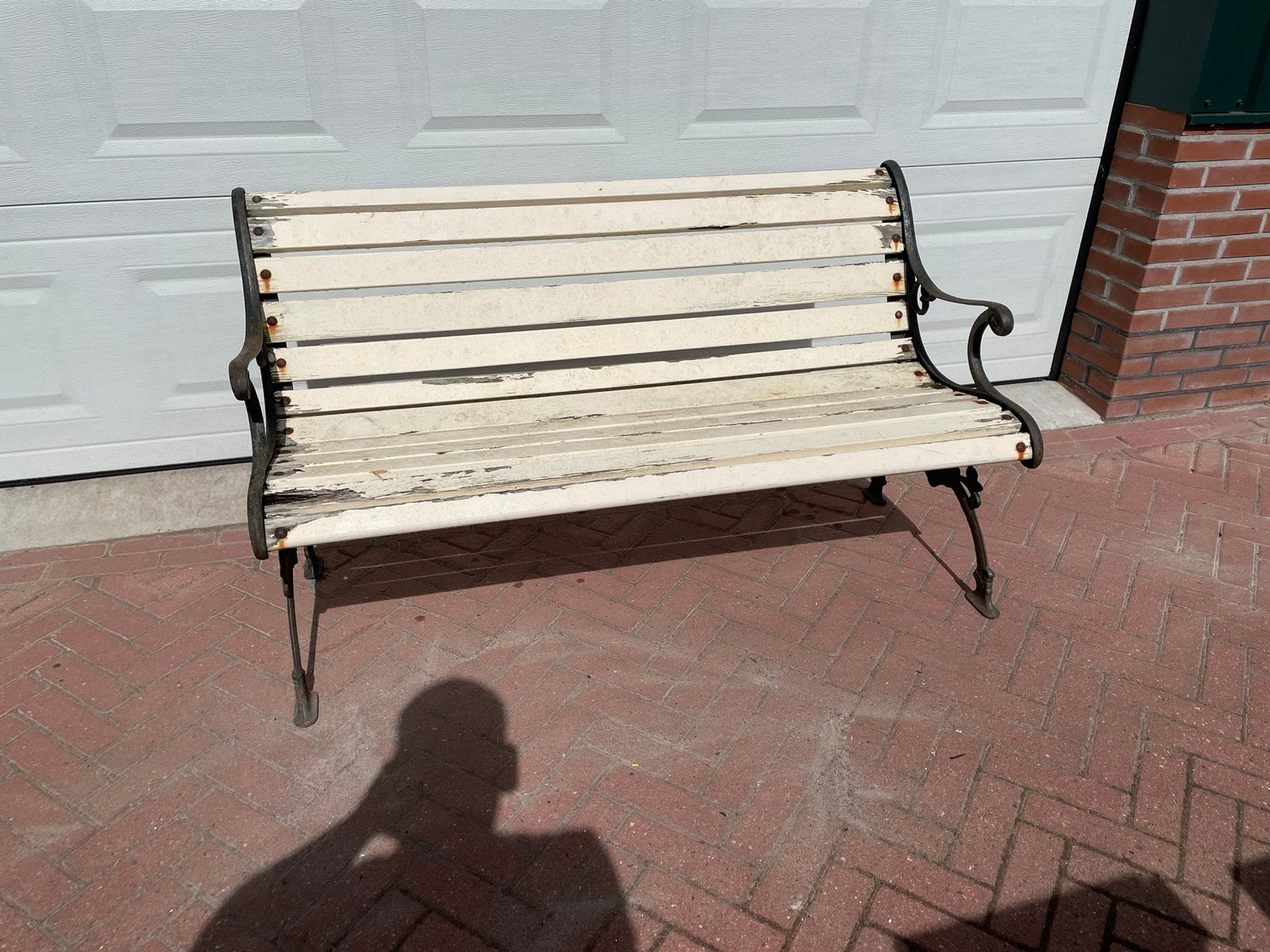 Tuinbank parkbankje Gietijzer, Tuin en Terras, Ophalen, Gebruikt, Metaal