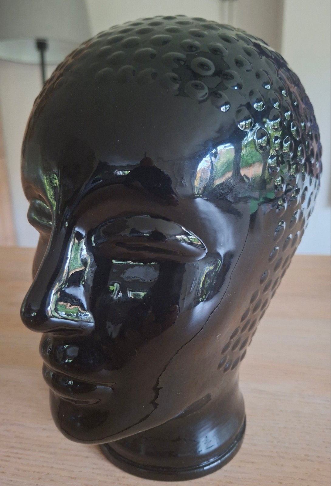 Retro zwart glazen hoofd voor koptelefoon helm of pruik, Verzenden, Huis en Inrichting