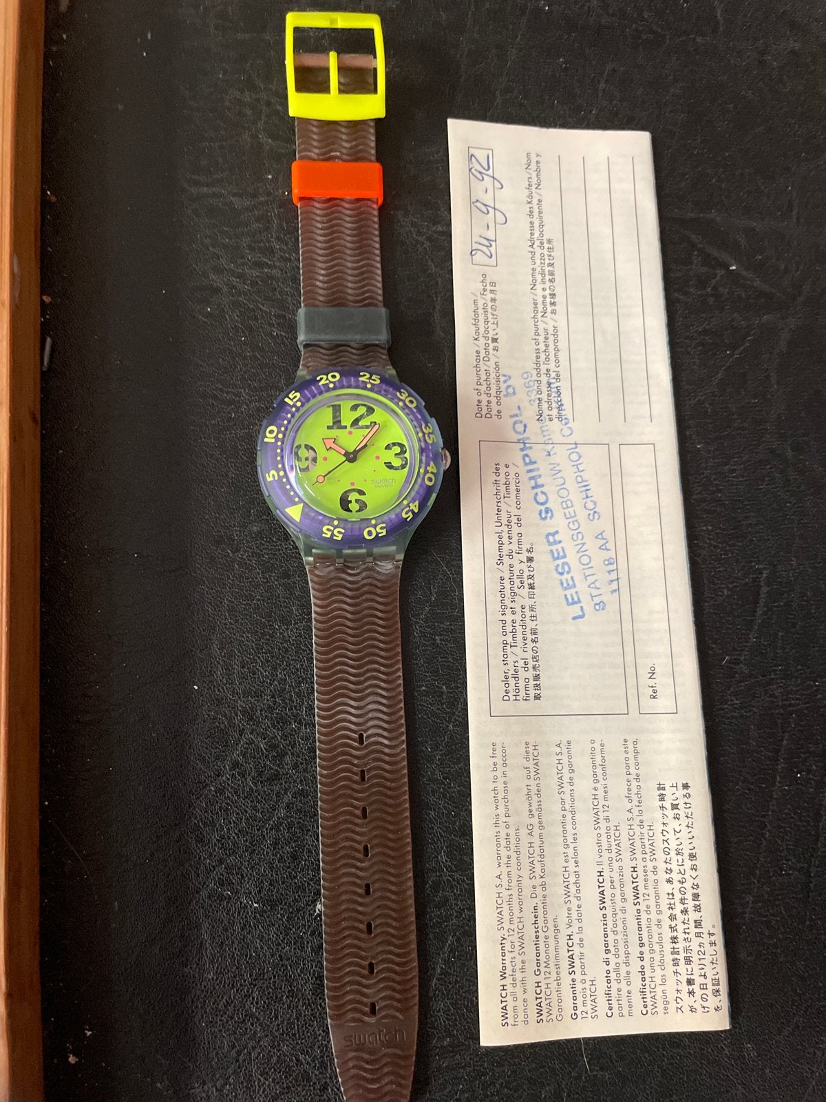 Vintage Swatch Polshorloge - Neon Groen & Paars, Kunststof, Polshorloge, Swatch, Nieuw