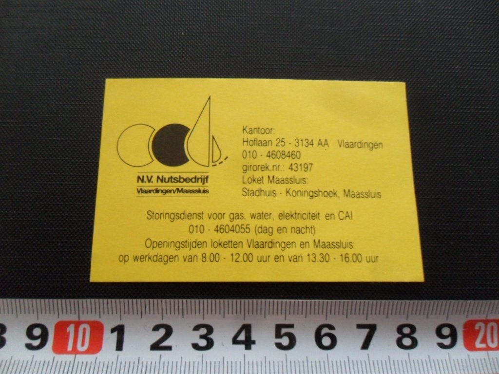 sticker Vlaardingen Maassluis N.V. Nutsbedrijven, Verzamelen, Ophalen of Verzenden, Zo goed als nieuw