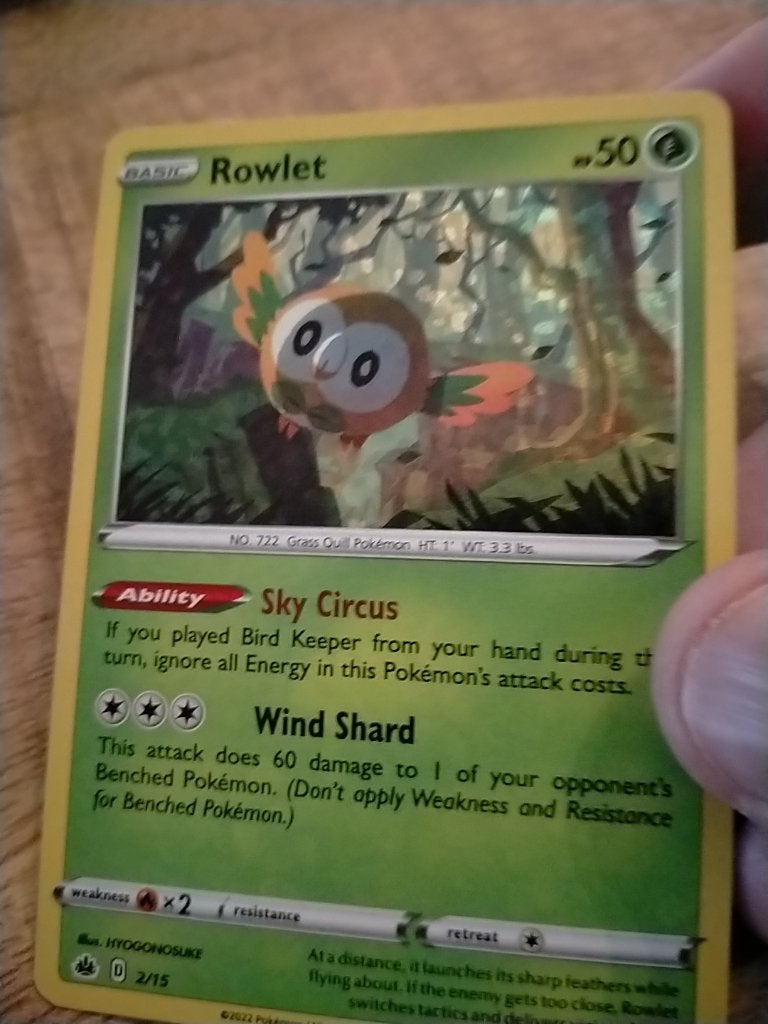 Pokemon McDonalds 2022 Rowlet , Holo 2/15, Verzenden, Zo goed als nieuw, Losse kaart
