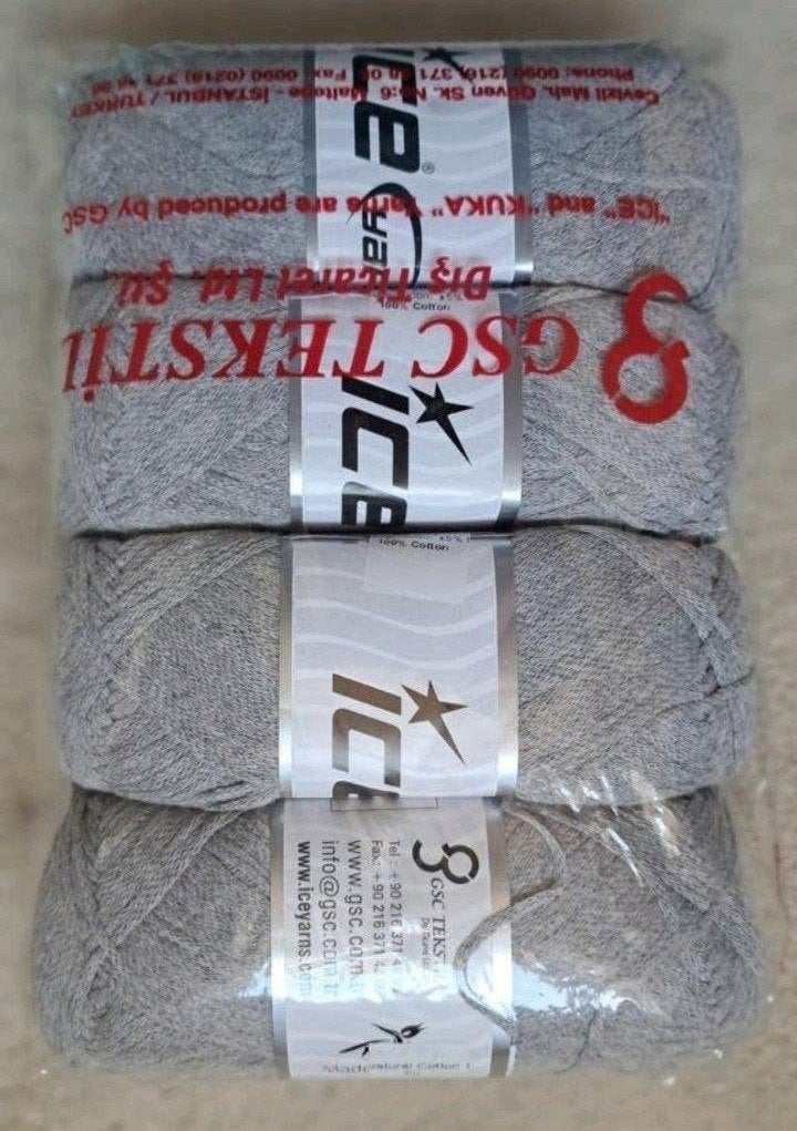 Iceyarns Natural Cotton Air - 4 bollen grijs garen, Ophalen of Verzenden, Nieuw, Breien of Haken, Wol of Garen