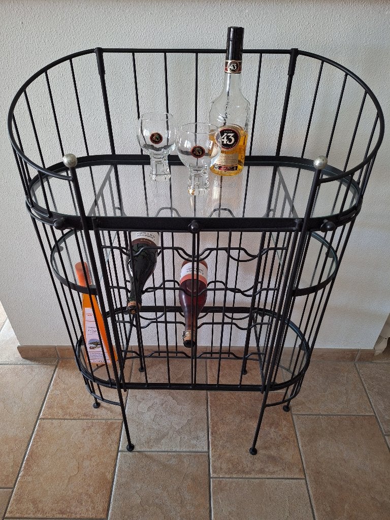 Smeedijzeren wijnrek - robuust barmeubel - zwart - ZGAN, Huis en Inrichting, Woonaccessoires | Wijnrekken, Ophalen, 5 tot 15 flessen