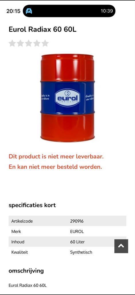 Eurol Radiax 60 60L Synthetische Olie, Ophalen of Verzenden, Nieuw, Universele onderdelen