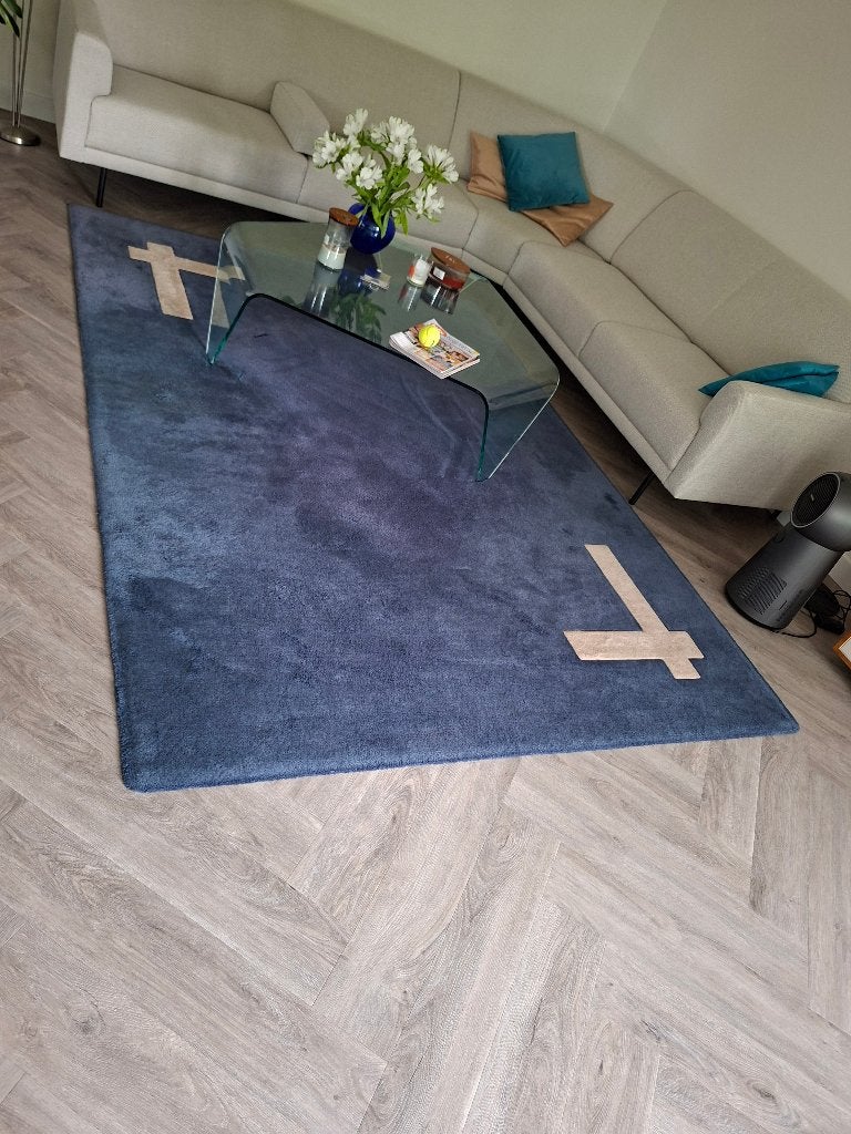 Vloertapijt 2 bij 2,70, Ophalen, Blauw, 200 cm of meer, Zo goed als nieuw