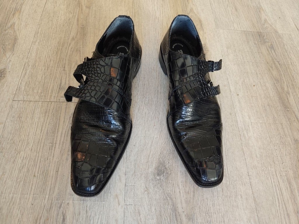 Stacy Adams heren schoenen, crocodillenleer, maat ~46, Ophalen, Stacy Adams, Zwart, Overige typen