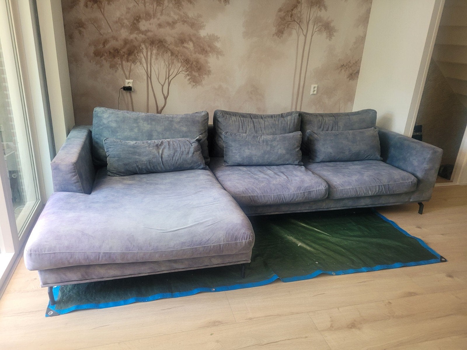 Gratis grote blauwe hoekbank (rechts), Ophalen, Gebruikt, Vierpersoons of meer