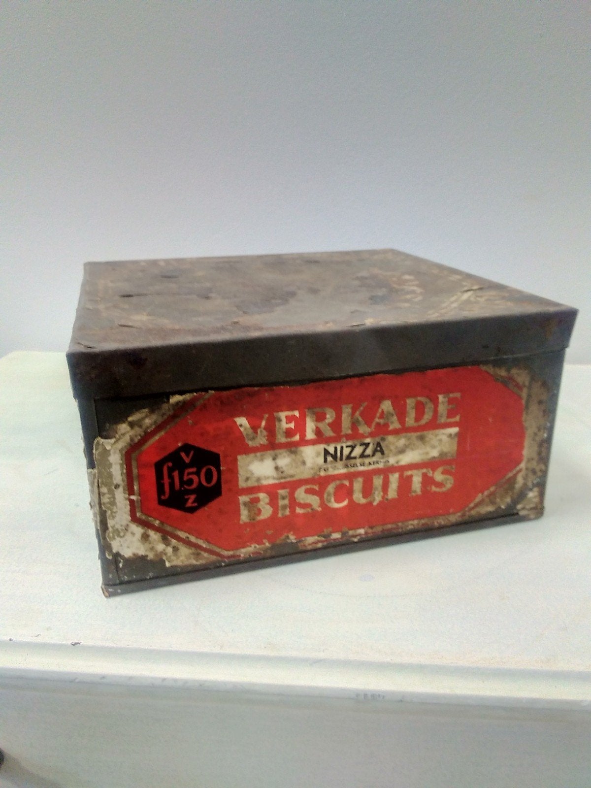 Oud Verkade Nizza Biscuits blik - Vintage bakkerswinkel blik, Verzamelen, Blikken, Ophalen of Verzenden, Gebruikt, Koek(jes), Verkade