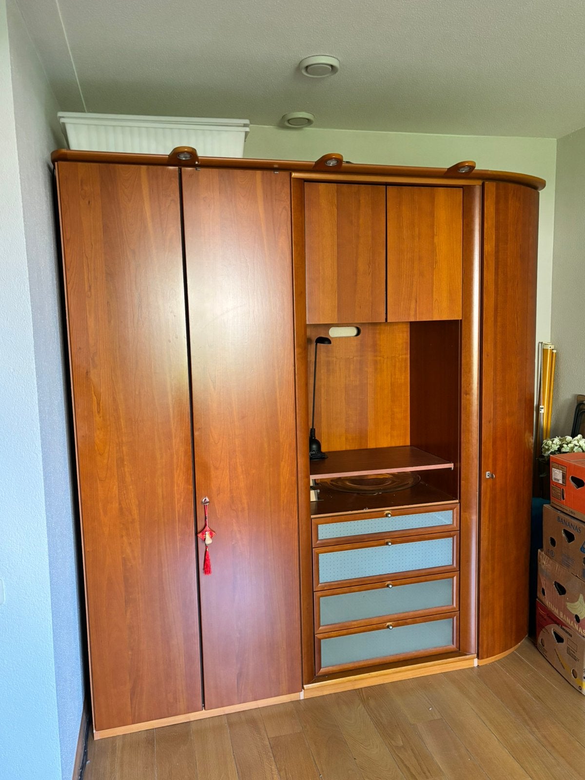 Garderobekast, Huis en Inrichting, Kasten | Kledingkasten, Gebruikt, 200 cm of meer, 200 cm of meer, Kersenhout