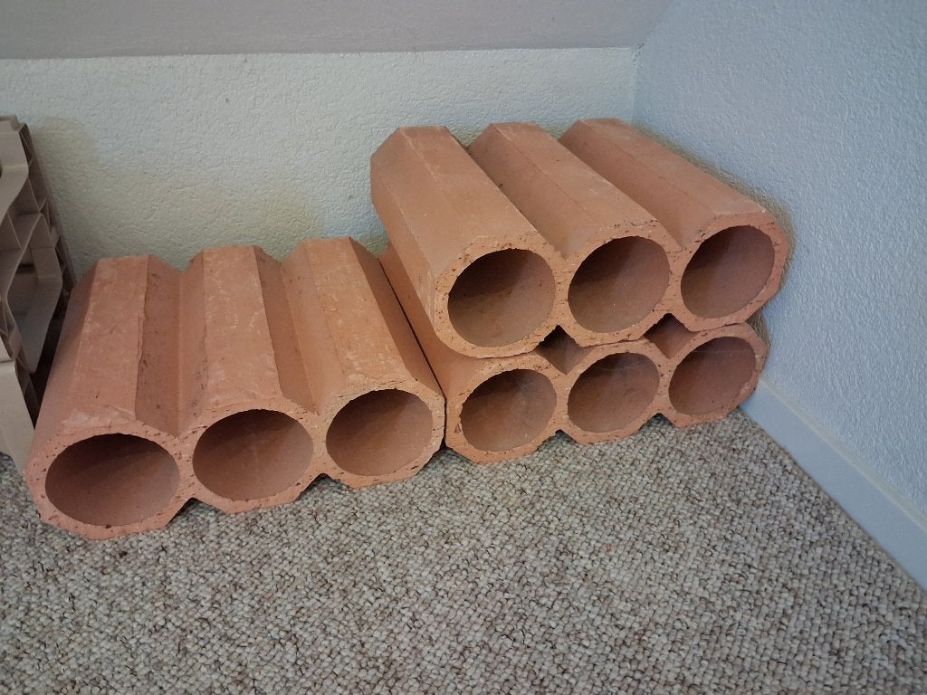 wijnrek terracotta - 2 rekken - 3 flessen wijn per rek, Ophalen, Overige materialen, Zo goed als nieuw, Minder dan 5 flessen