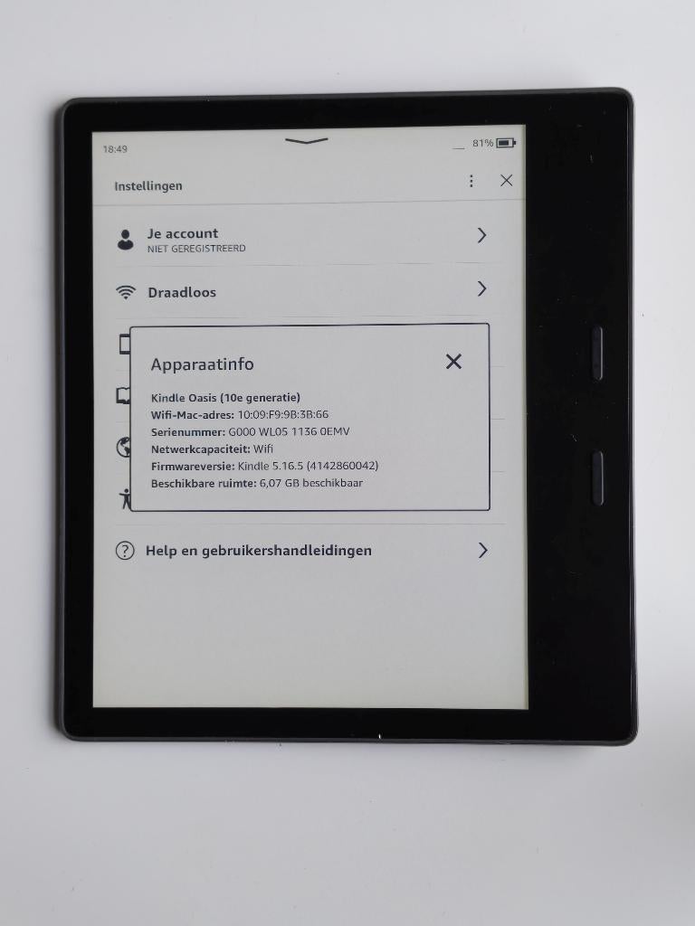 Kindle Oasis 3 10e generatie ereader 8GB (E113), Kindle-feedback@amazon.com, Amazon.com, Inc., Ophalen of Verzenden, Zo goed als nieuw
