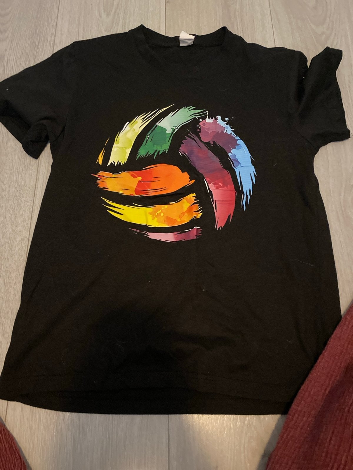 Zwart T-shirt met kleurrijke volleybalprint, Zwart, Ophalen of Verzenden, Zo goed als nieuw, Korte mouw