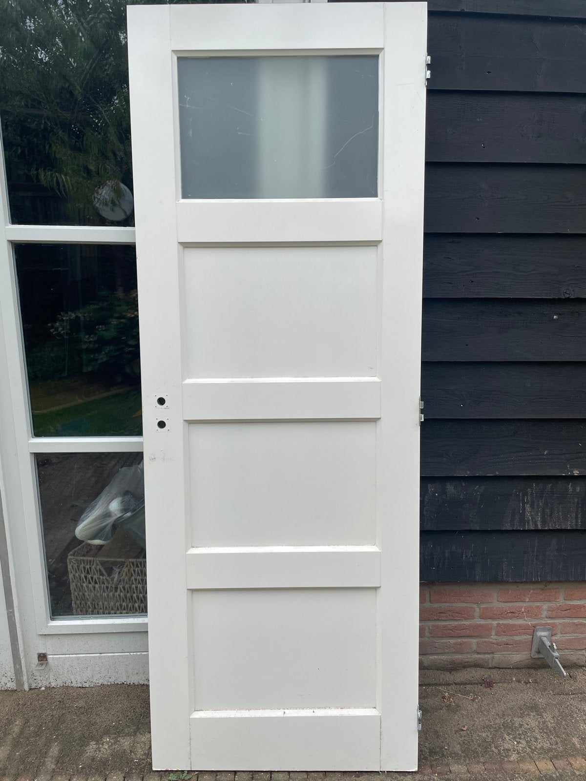 Tweedehands Houten Binnendeur met Glas - 199x72.5cm, Doe-het-zelf en Verbouw, Ophalen, Gebruikt, Minder dan 80 cm, Binnendeur