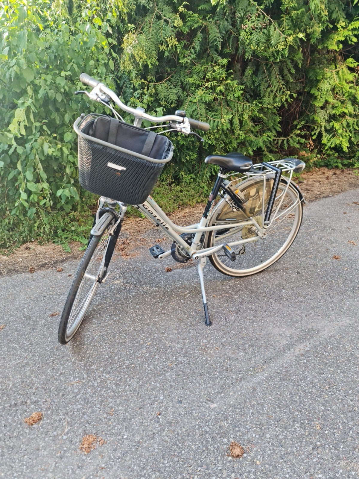 Gazelle Medeo 49 CM met slot en afneembare mand, Ophalen, Gebruikt, Velgrem, 47 tot 50 cm