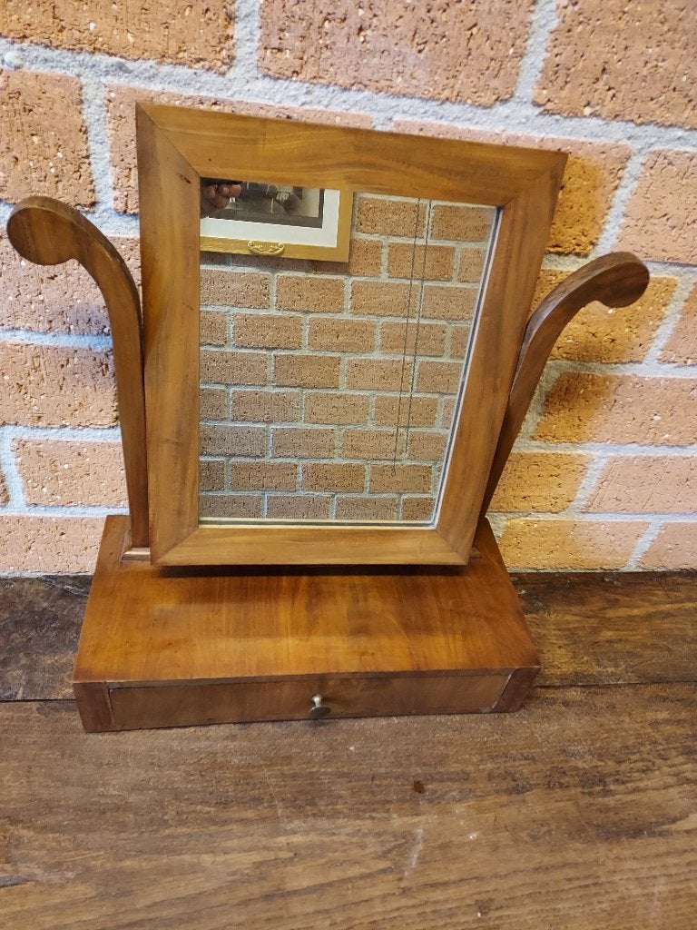 Biedermeier staande mahonie kapspiegel met lade., Ophalen of Verzenden