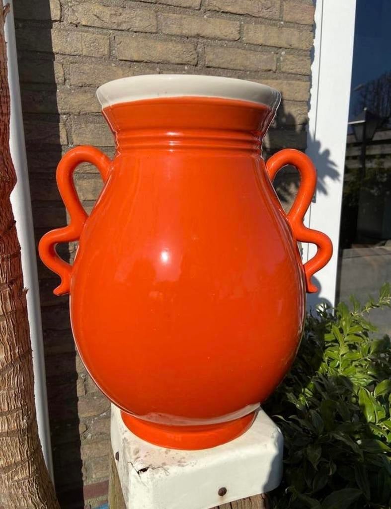 Grote retro oranje vaas/kruik van Des Pots - L, Antiek en Kunst, Ophalen of Verzenden