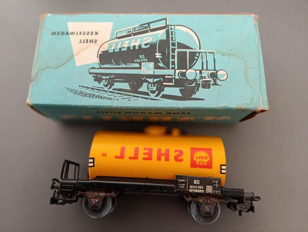 Märklin Shell Kesselwagen DB 599 104 - Vintage Wagon, Ophalen, Wisselstroom, Gebruikt, Wagon