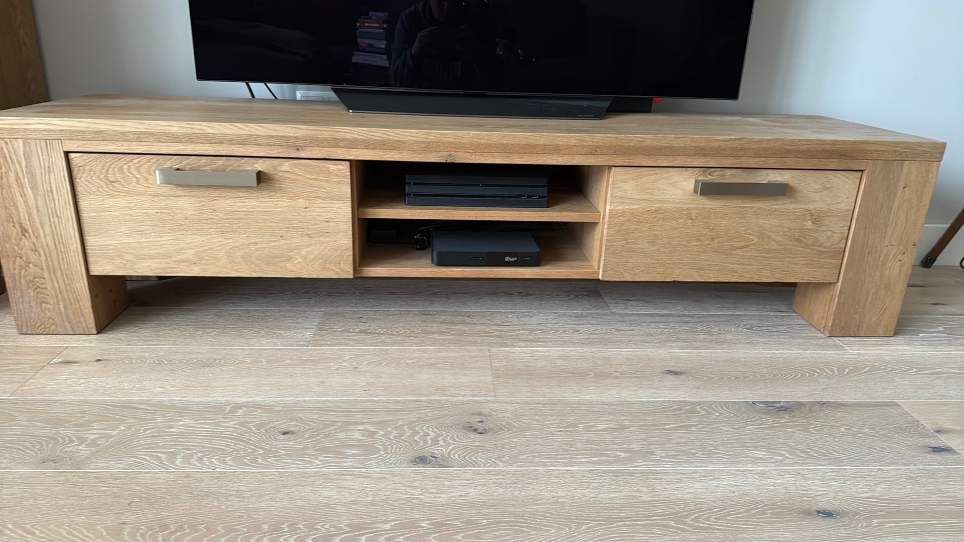 Tv meubel, Ophalen, Gebruikt, 150 tot 200 cm, Eikenhout