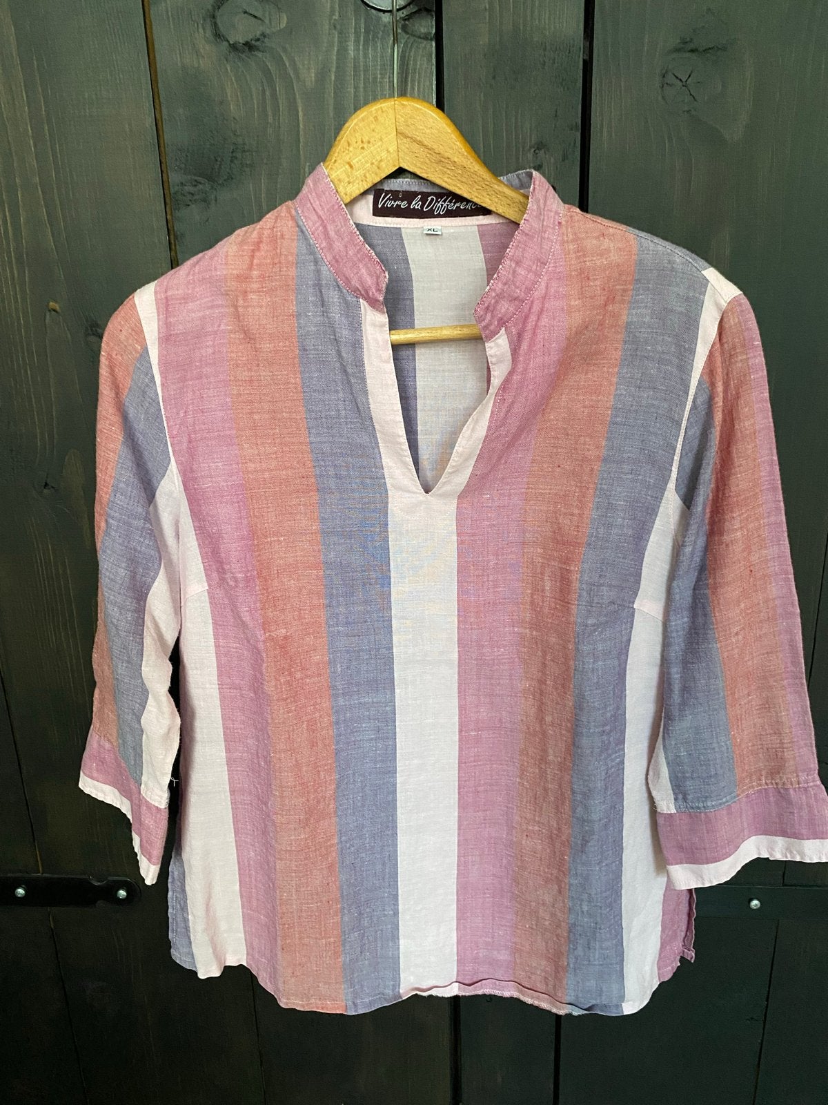 Vivre la Différence Linnen Blouse, Gestreepte Tuniek, Ophalen of Verzenden, Zo goed als nieuw, Maat 38/40 (M), Meerkleurig