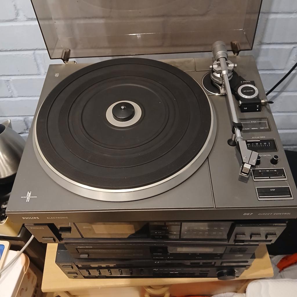 Philips 867 Direct Control Platenspeler, Philips, Gebruikt, Pitch-regelaar, Ophalen of Verzenden