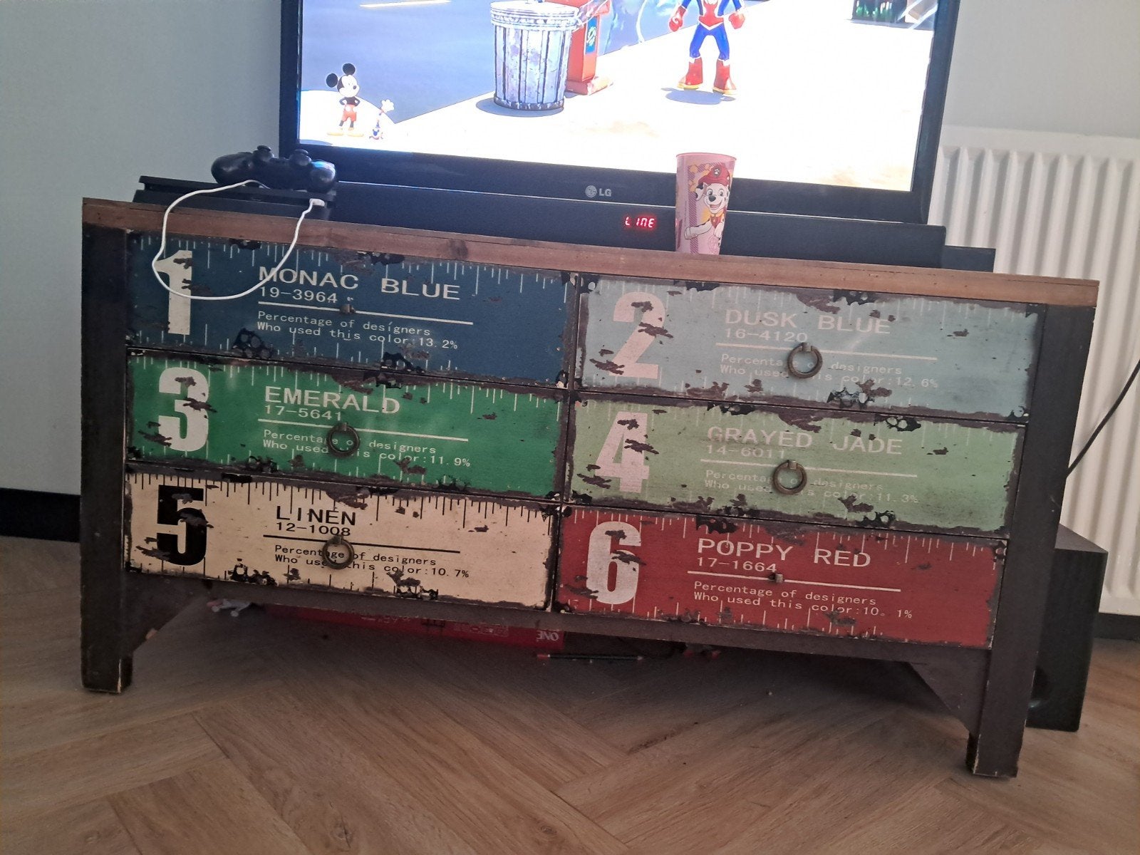 tvkast met 6 lades - Industrieel design, Gebruikt, 100 tot 150 cm, Industrieel, Vintage, Met lade(s)