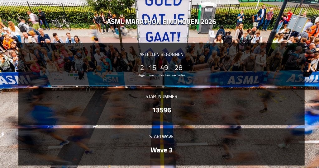 2 stuks startbewijs Halve Marathon ASML Eindhoven, Twee personen, Oktober