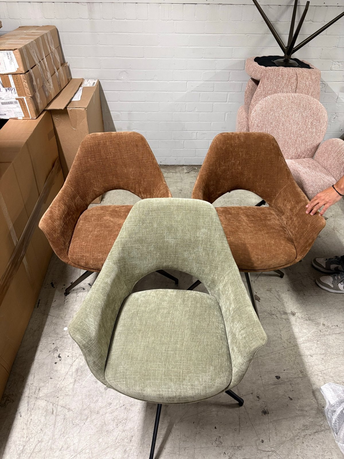 3x Morris stoelen - Be Cotton stof - Anodic Brown draaiframe, Ophalen, Dyyk, Nieuw, Dyyk