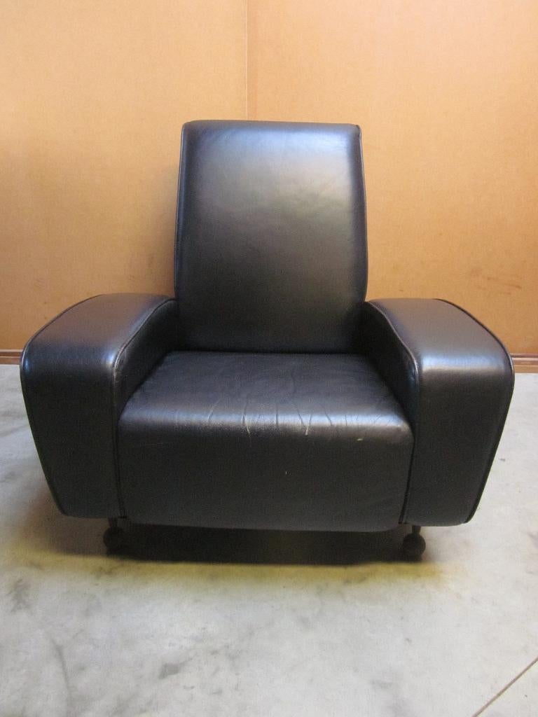 Unieke Design Fauteuil, Huis en Inrichting, Fauteuils, Gebruikt, Leer, Metaal, 75 tot 100 cm, 75 tot 100 cm, Ophalen