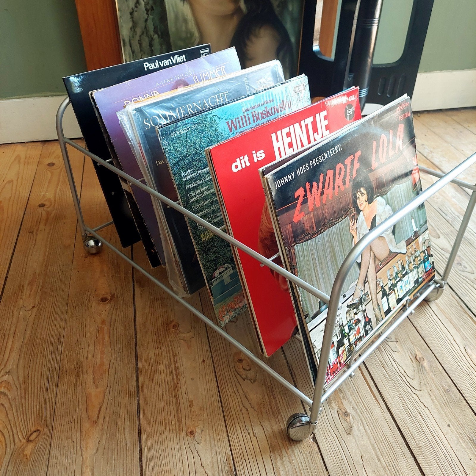 Lucky Vintage design platenrek vinyl trolley, Ophalen, Huis en Inrichting