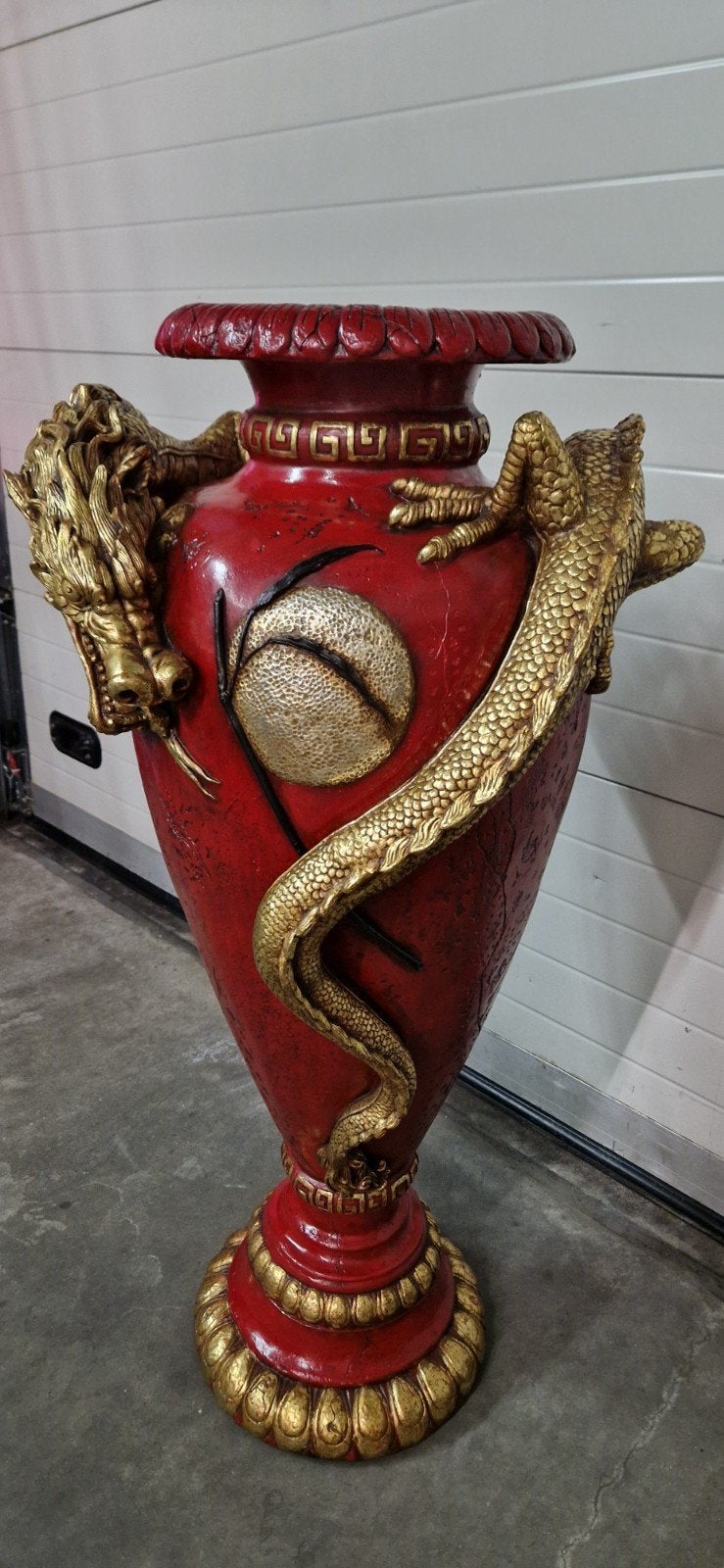 Chinese vaas draak goud rood 138cm, Ophalen, Zo goed als nieuw