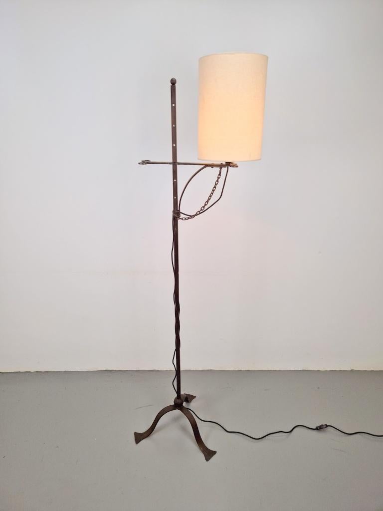 brutalist smeedijzeren staande vloerlamp tripod ´50 ijzer, N, Ophalen of Verzenden, N, Metaal