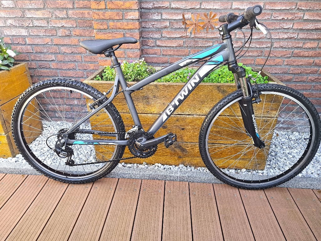 Als nieuw, Rockrider ST340 mountainbike maat M + voorvering, Hardtail, Velgrem, 45 tot 49 cm, Zo goed als nieuw