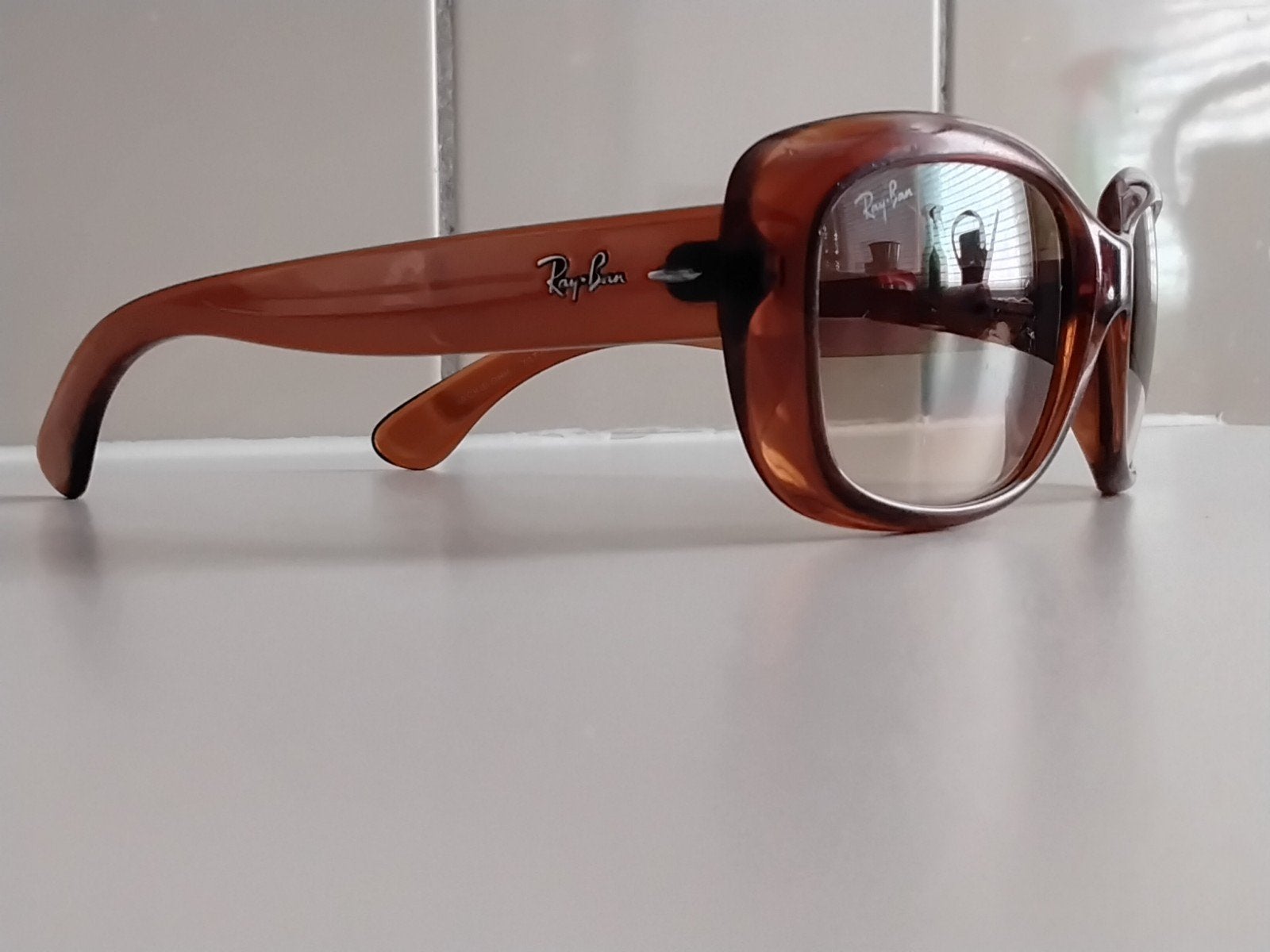 Ray-Ban zonnebril bruin gradiënt, Ophalen of Verzenden, Gebruikt, Bruin, Ray-Ban