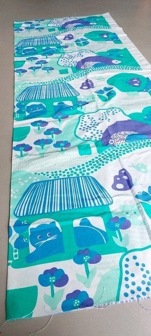 moderne retro print baby dieren canvas katoen bijna 2 m, Blauw, 120 cm of meer, Ophalen of Verzenden, Katoen
