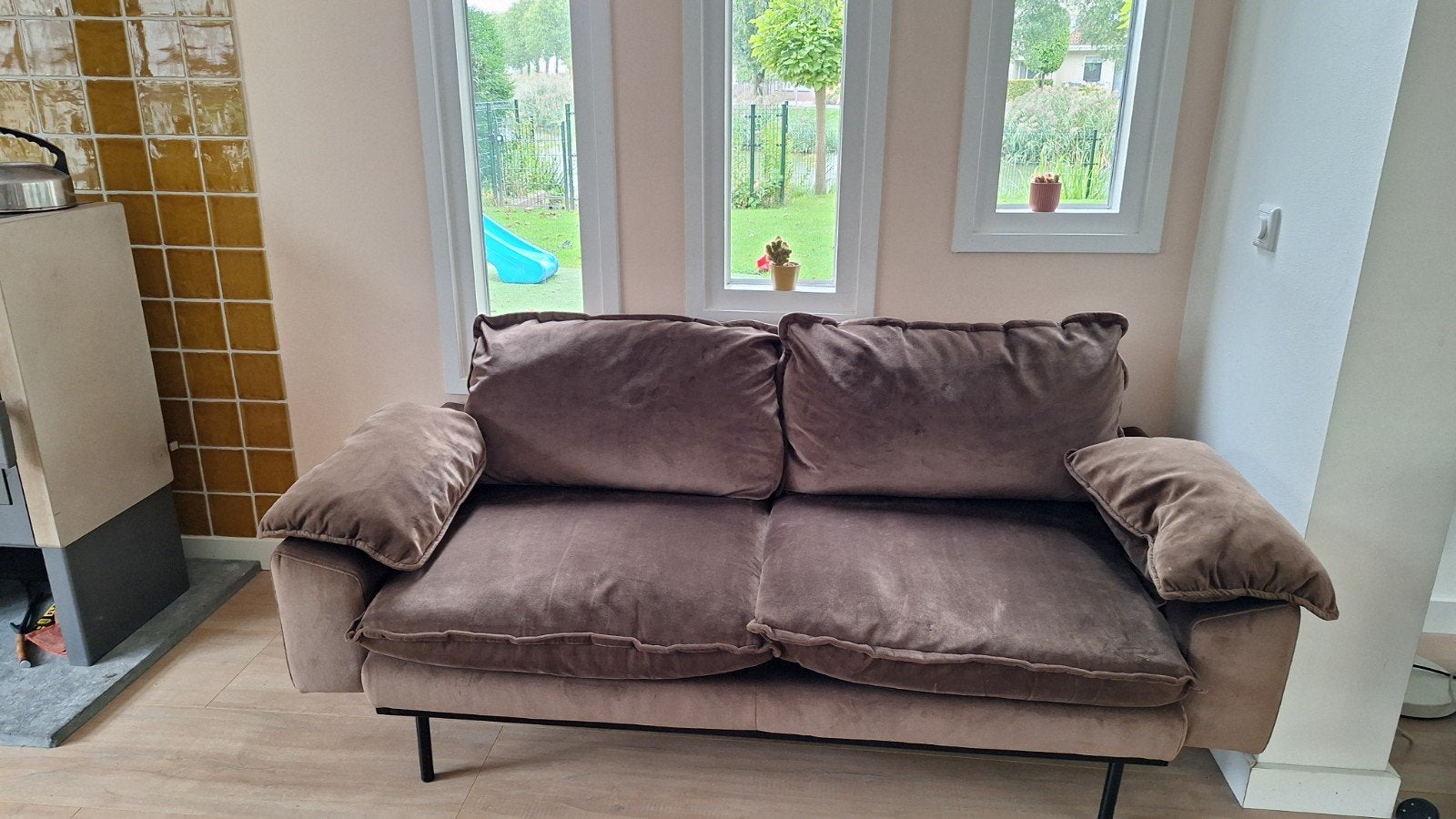 HKliving retro velvet 2-zitsbank, Ophalen, Metaal, Gebruikt, 150 tot 200 cm
