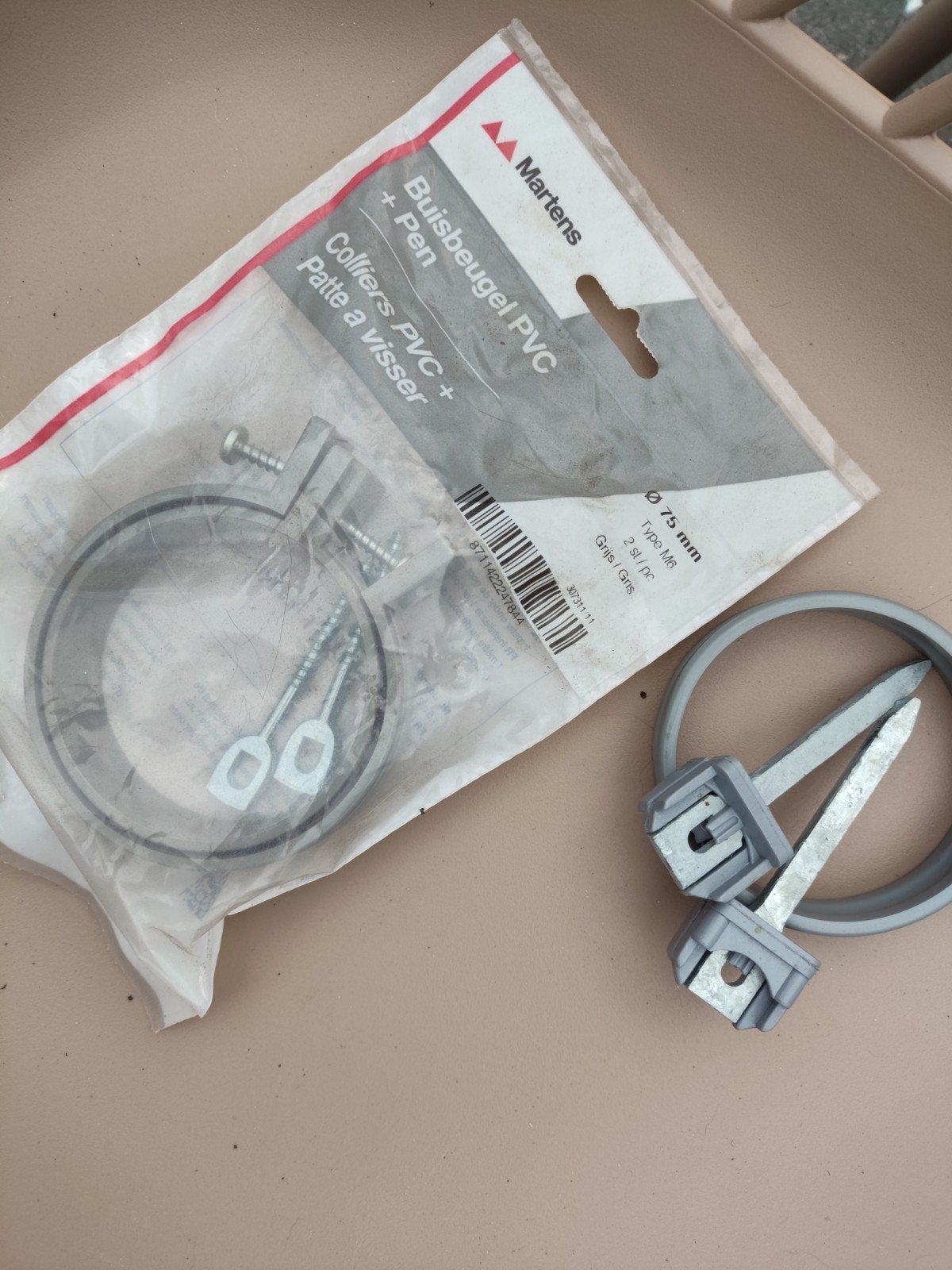 Martens Buisbeugel PVC + Pen Ø 75 mm Grijs, Afvoer, Pvc, 60 tot 80 mm, Nieuw
