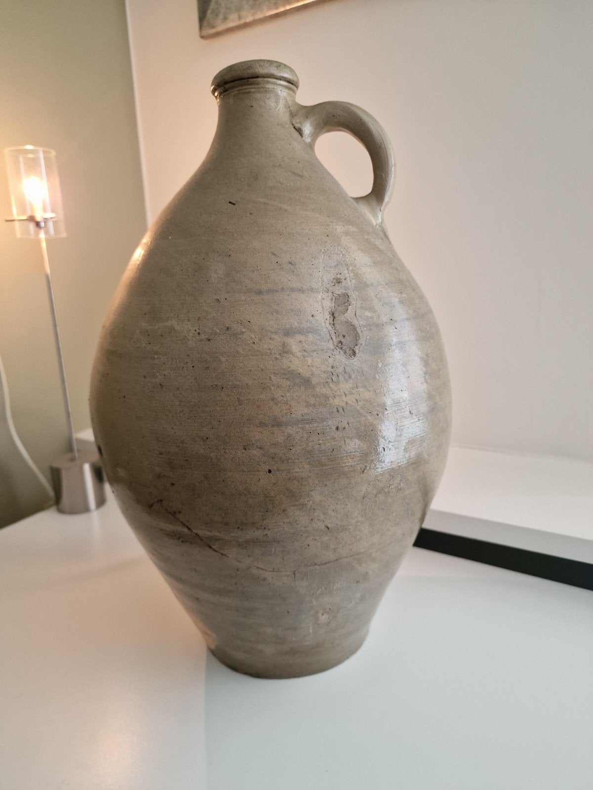 Antieke kruik aardewerk "4" grote uitvoering fles, Ophalen