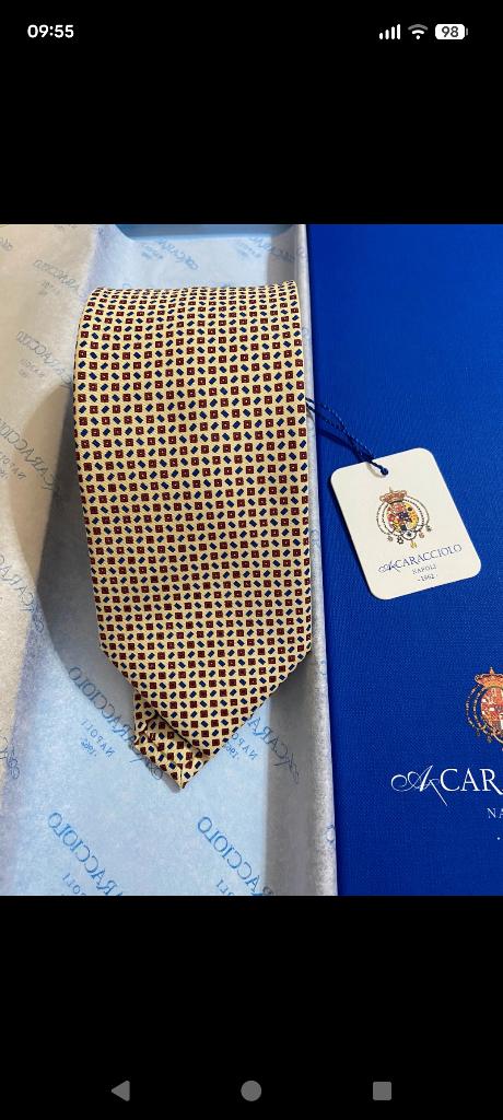 Caracciolo zijden stropdas, Wit, Nieuw, Ophalen of Verzenden, Met patroon