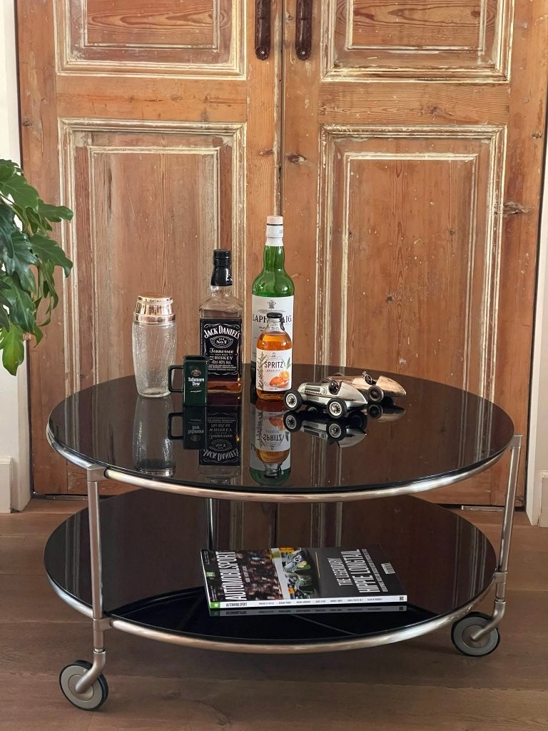 Vintage IKEA STRIND salontafel/trolley/bijzettafel 75cm rond, Ophalen, Gebruikt, 50 tot 100 cm, Rond