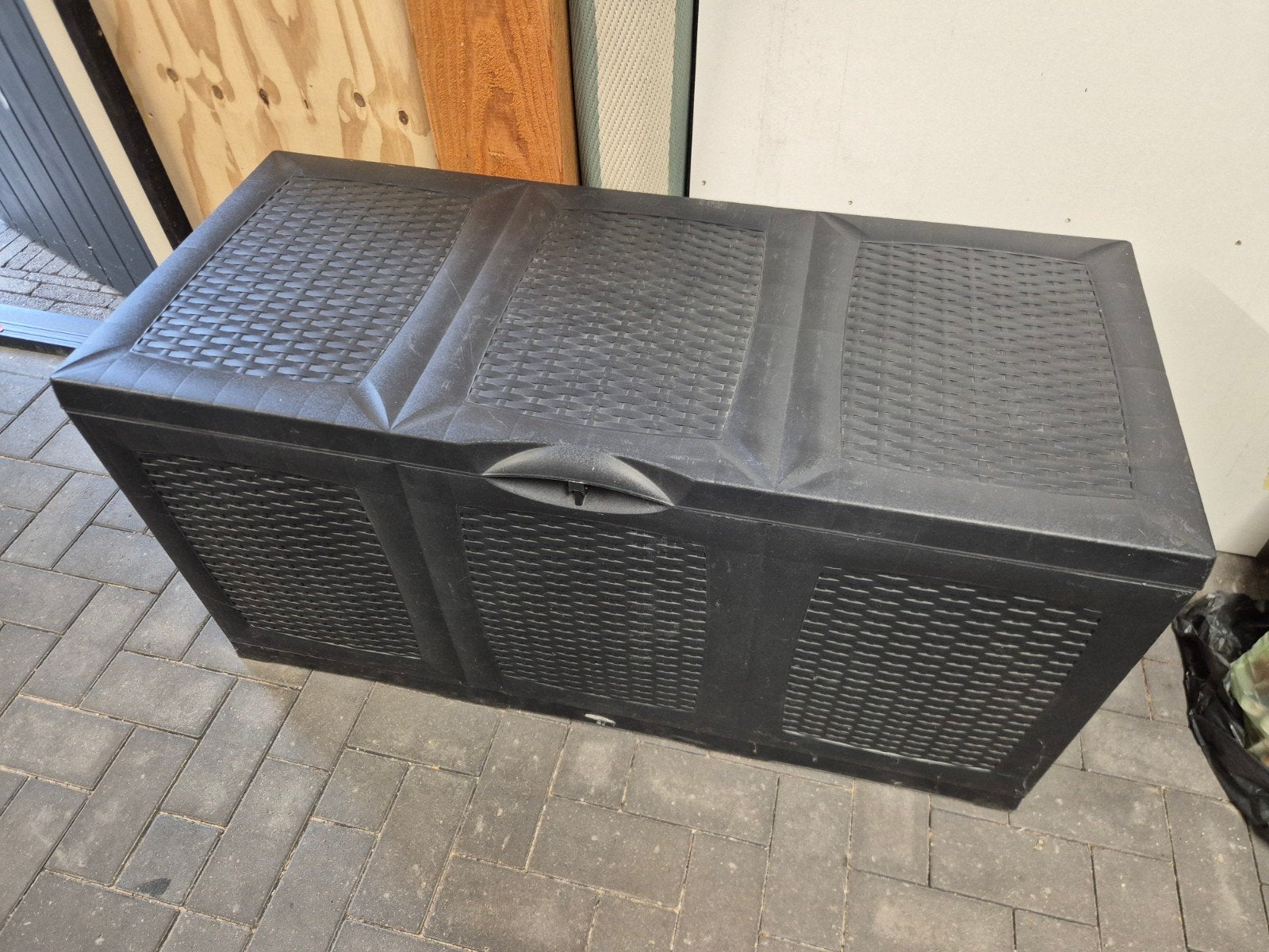 Grote zwarte opbergbox voor tuinkussens, Ophalen, Kunststof, Minder dan 50 cm