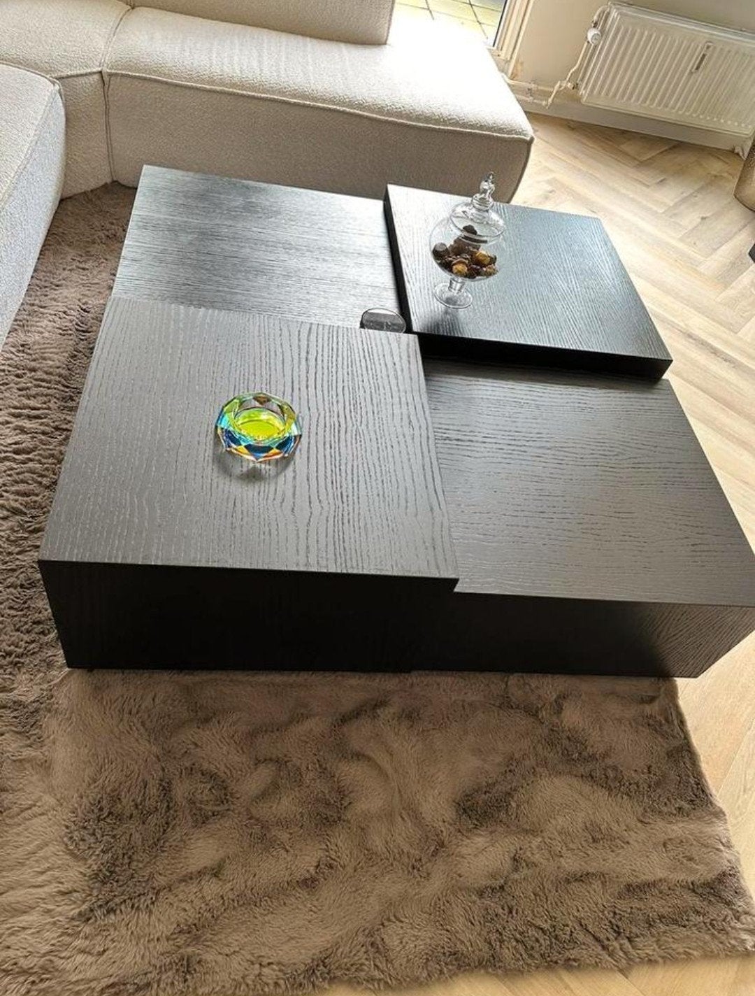 Salontafel set zwart eiken fineer - 130x130x40cm, Huis en Inrichting, Tafels | Salontafels, Richmond, Vierkant, Nieuw, Ophalen of Verzenden