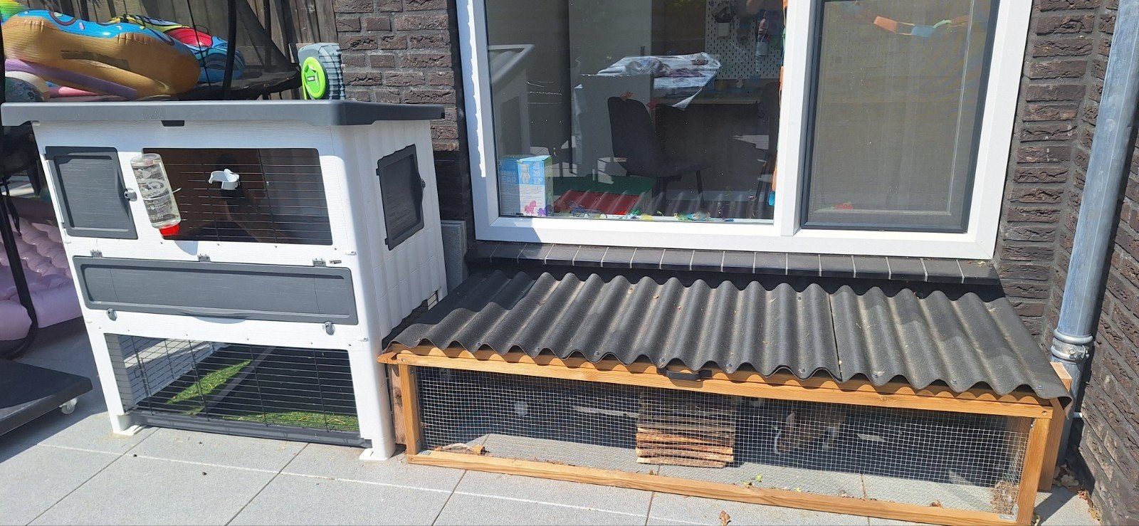 Gratis 2 konijnen met hok en ren., Dieren en Toebehoren, Ophalen, 110 cm of meer, Hok, 90 cm of meer