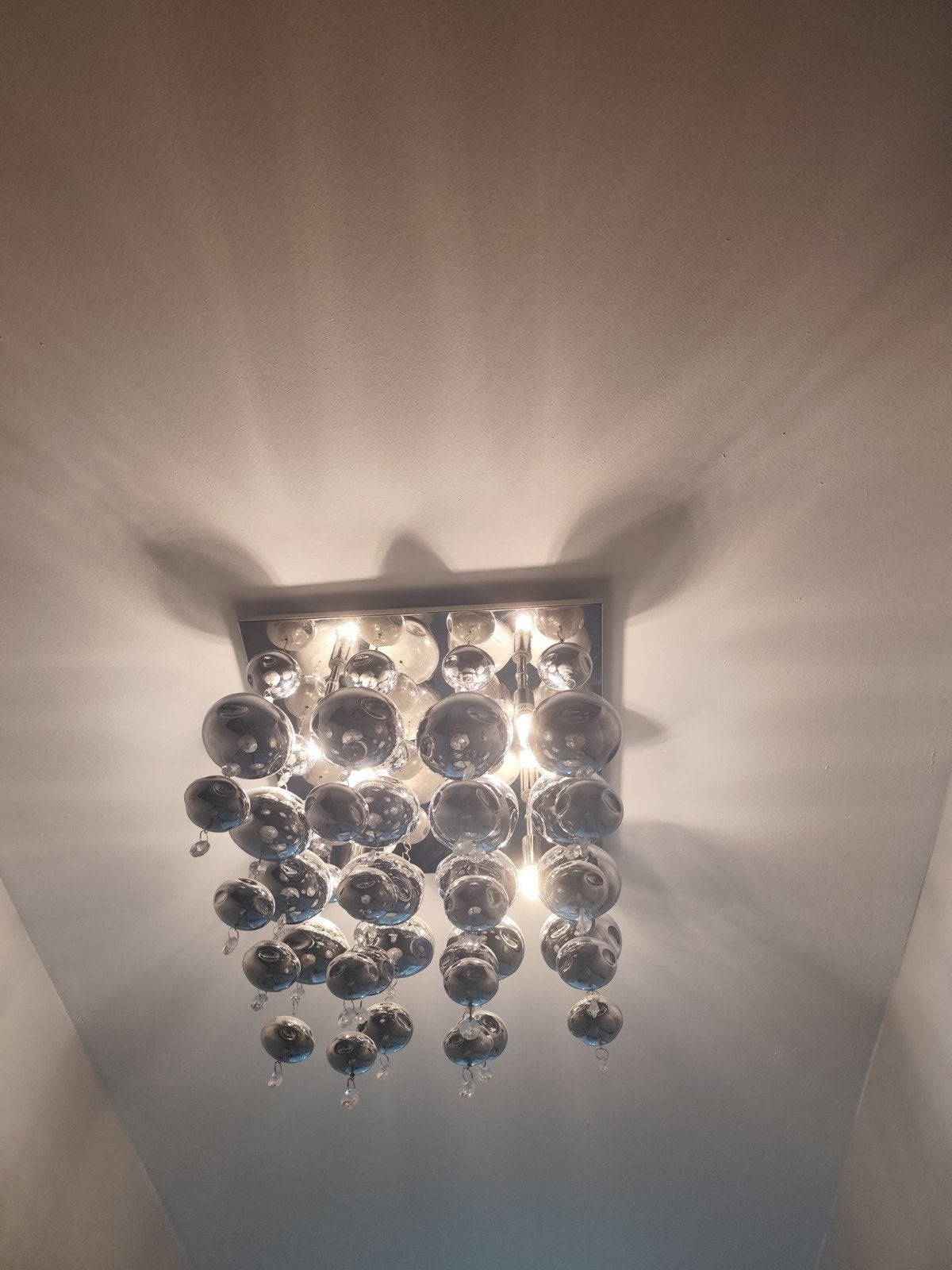 Moderne plafondlamp met glazen bollen, Huis en Inrichting, Ophalen, E14 (klein), Zo goed als nieuw, Glas