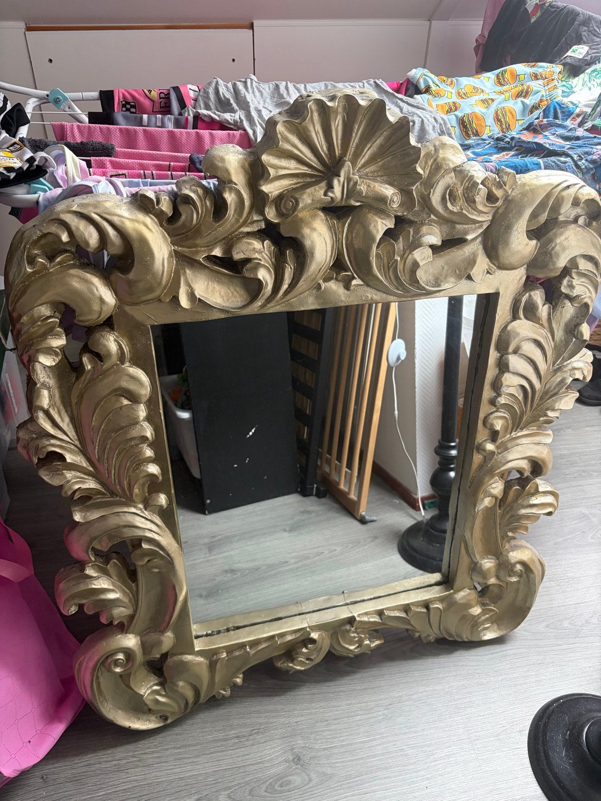 Gouden Barok Spiegel - Decoratieve Wandspiegel, Ophalen, Gebruikt, 100 tot 150 cm, 75 tot 100 cm