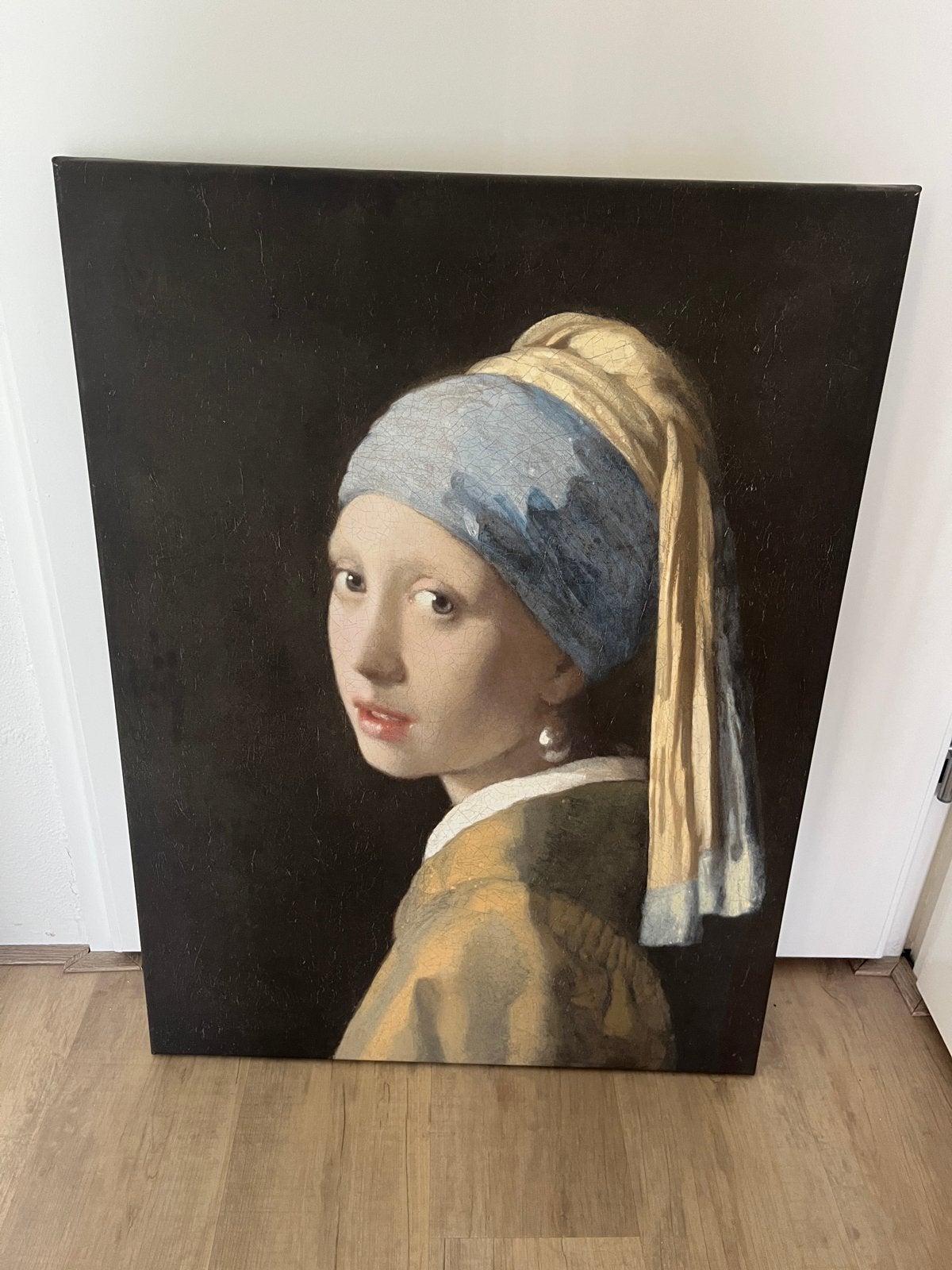Meisje met de parel - Canvas schilderij, Antiek en Kunst, Ophalen, Doek, Portret of Personen, Klassiek