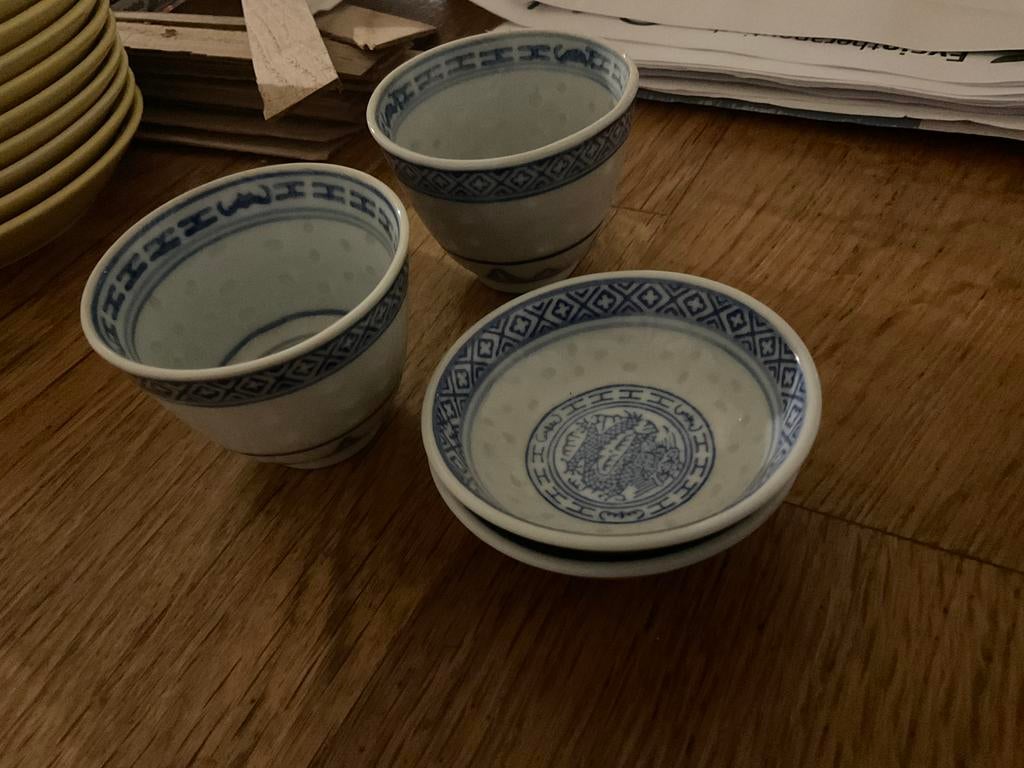 Chinese soepkoppen met lepels, Ophalen of Verzenden, Zo goed als nieuw, Kom(men), Overige stijlen