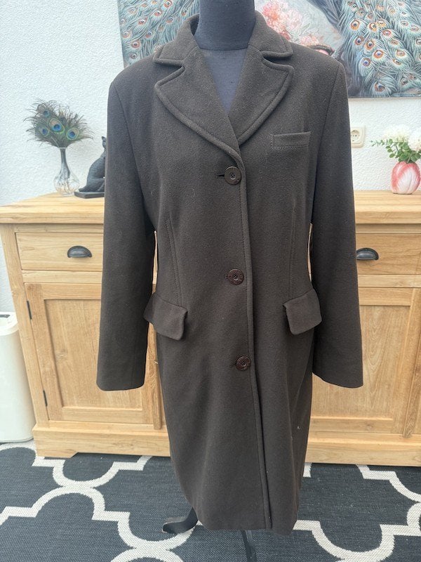 Gerry Weber lange winterjas, Bruin, Verzenden, Maat 42/44 (L), Zo goed als nieuw