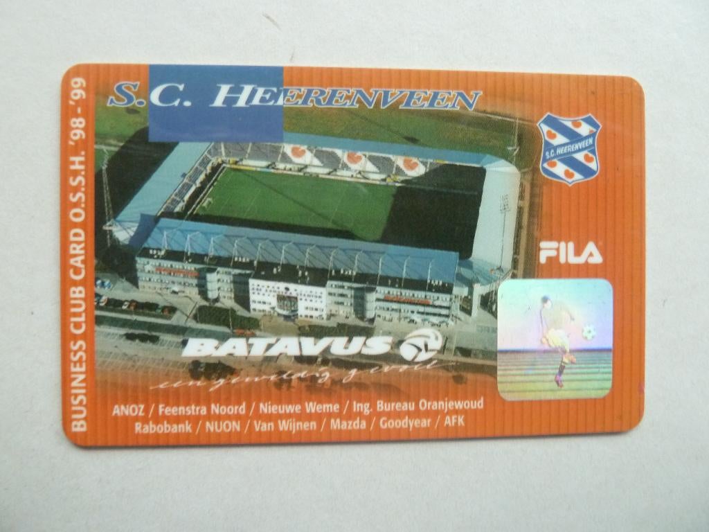 Businessclubcard Sc Heerenveen 1998/99 Bruin Co-sponsor, Ophalen of Verzenden, Gebruikt, Overige binnenlandse clubs, Overige typen